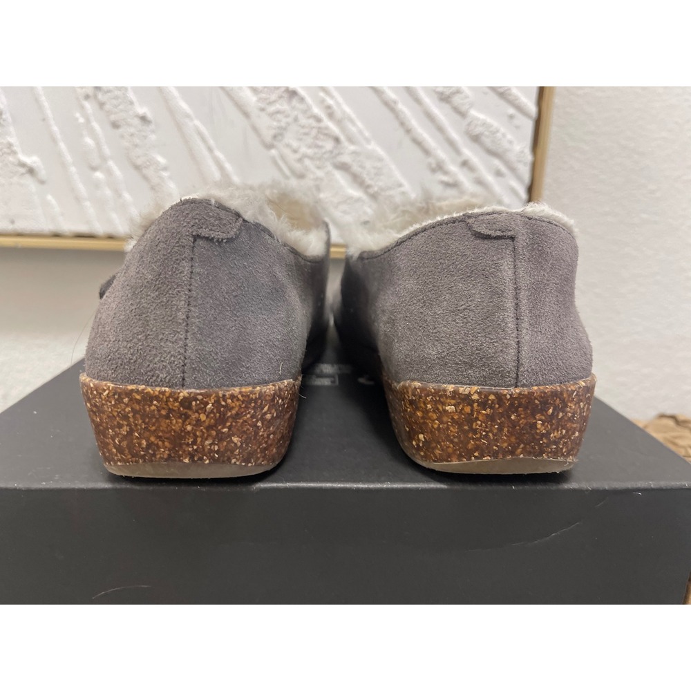 Earth Origins Aurora Jade Grey Suede Faux Fur Lined Cork Slip On Shoes 7 - Picture 4 of 16